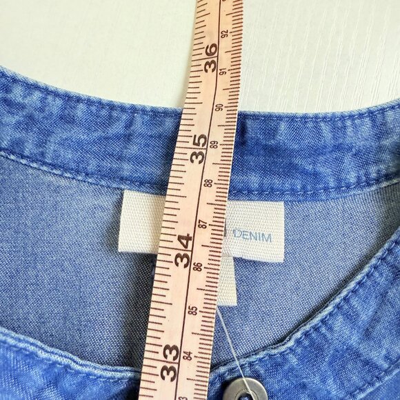 NWT J.Jill Denim Camdenwash Button-Front Soft Breathable Shirt Dress | XS Petite - Picture 11 of 12